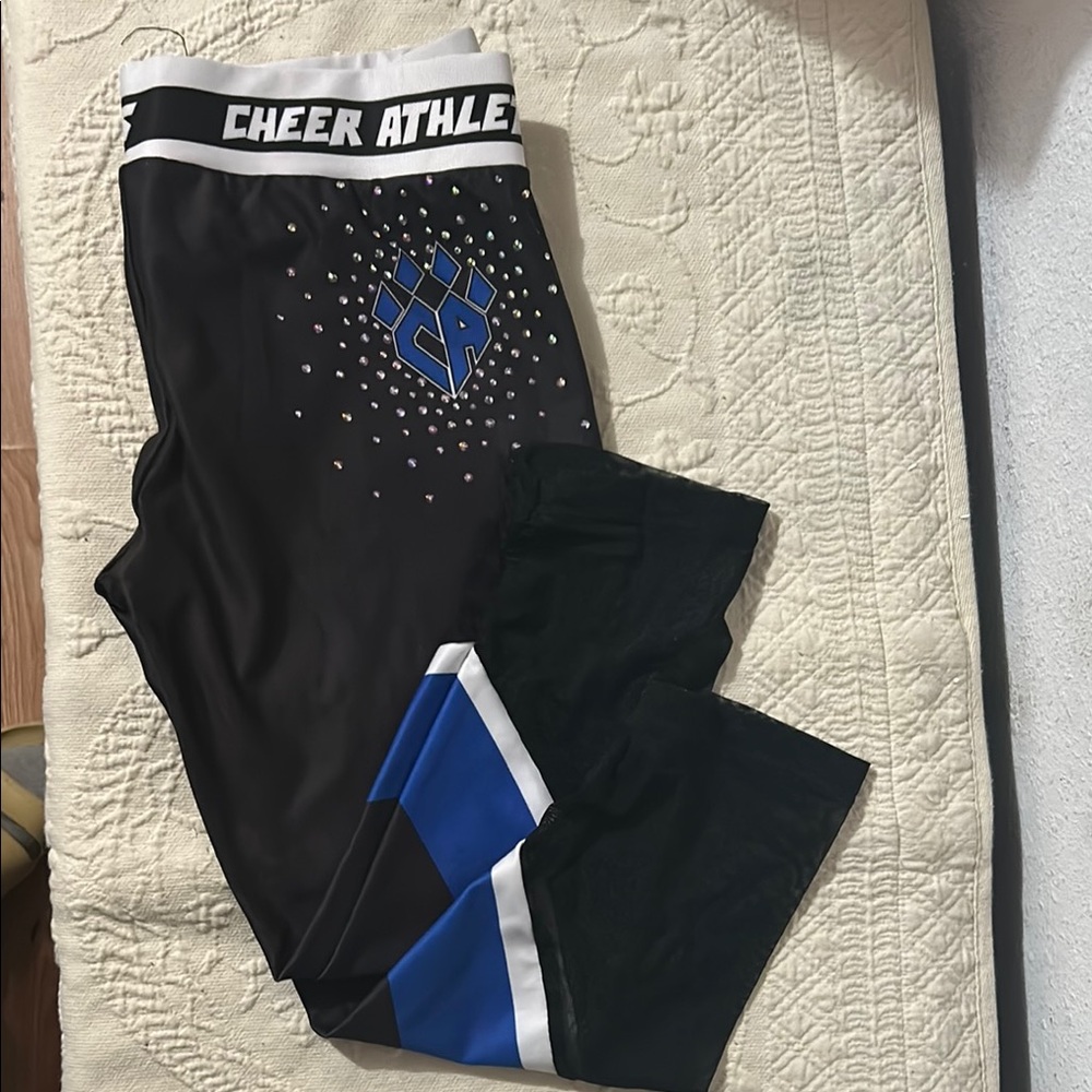 Rebels Black and Blue Capris with Bold Stripe